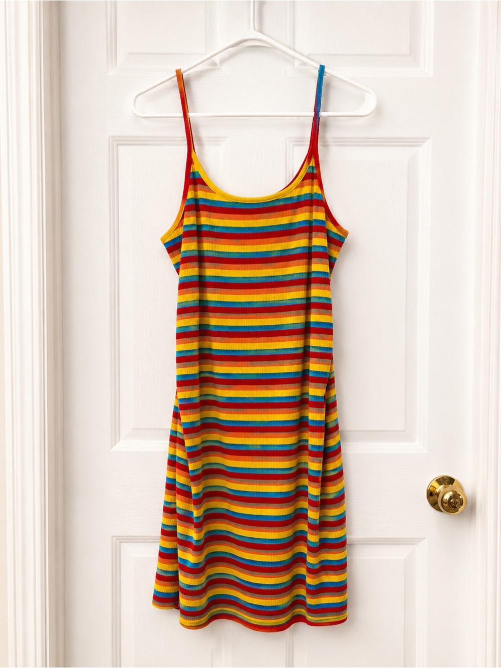 Rainbow Striped Spaghetti Strap Dress